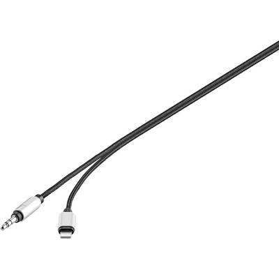 Renkforce USB / Jack Audio Csatlakozókábel [1x Apple Dock dugó Lightning - 1x Jack dugó, 3,5 mm-es] 1.20 m Fekete Alumínium dugó (RF-3432028)-0