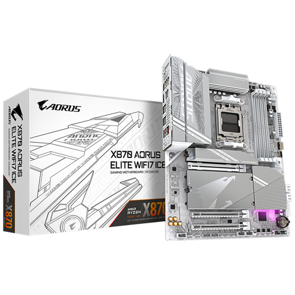 GIGABYTE Alaplap AM5 X870 AORUS ELITE WF7 ICE AMD X870, ATX (X870 AORUS ELITE WF7 ICE)-0